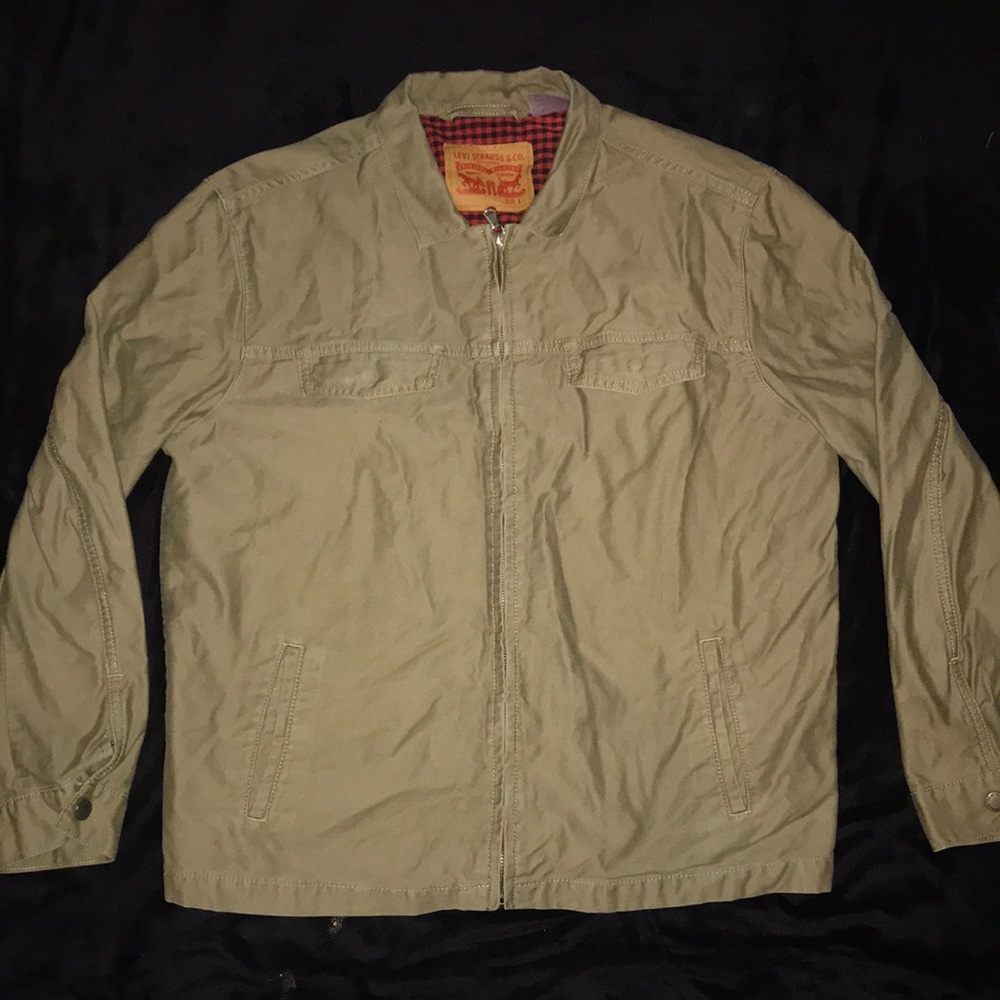 Levi men’s jacket size large beige red lining